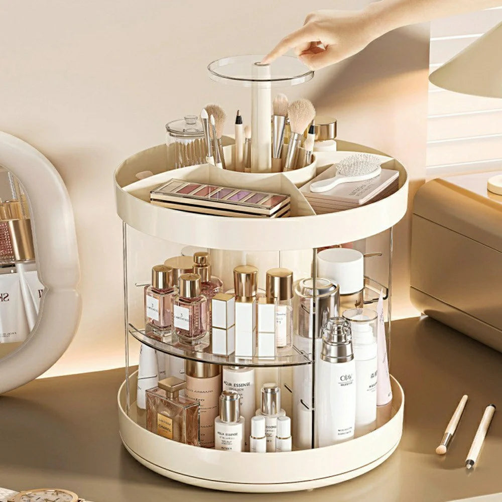 Rotating Makeup Organizer Desktop Cosmetic Storage Box Vanity Holder for Lipstick Brushes Transparent Container - 7