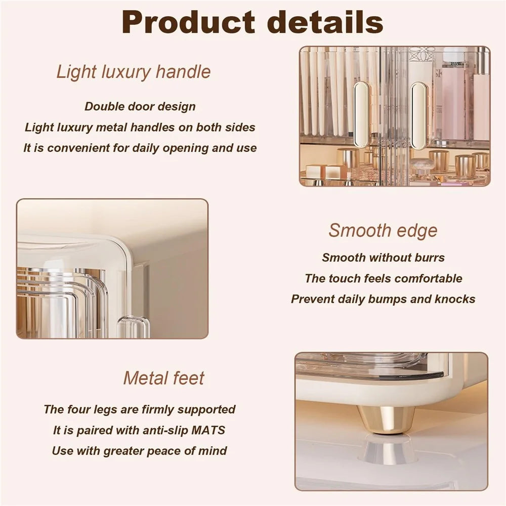 Cosmetic Organizer Storage Box Desktop Dustproof Dressing Table Drawer Transparent Skincare Holder - 6