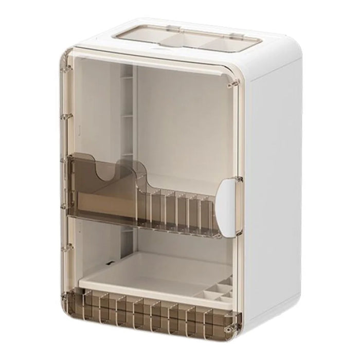Magnetic Cosmetic Organizer Makeup Storage Holder Multi-Layer Dustproof Container for Skincare / Beauty Products - White - 1