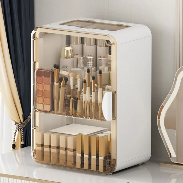 Magnetic Cosmetic Organizer Makeup Storage Holder Multi-Layer Dustproof Container for Skincare / Beauty Products - White - 2