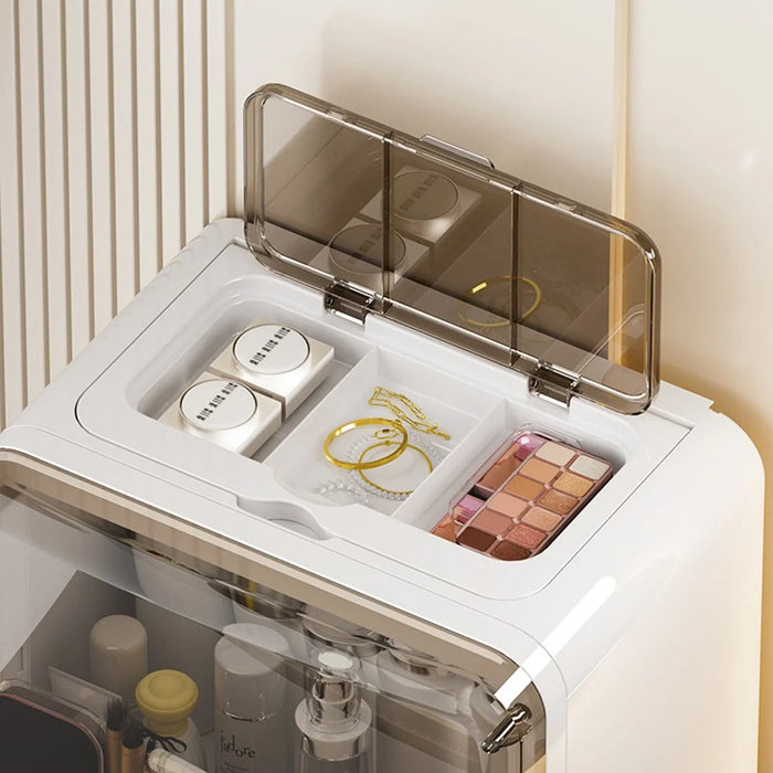 Magnetic Cosmetic Organizer Makeup Storage Holder Multi-Layer Dustproof Container for Skincare / Beauty Products - White - 4