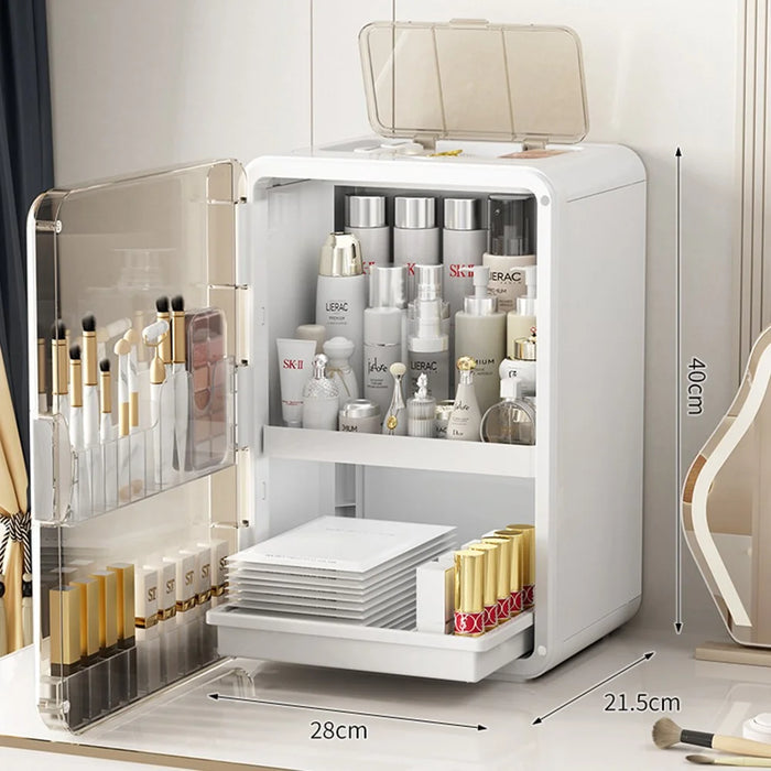 Magnetic Cosmetic Organizer Makeup Storage Holder Multi-Layer Dustproof Container for Skincare / Beauty Products - White - 5