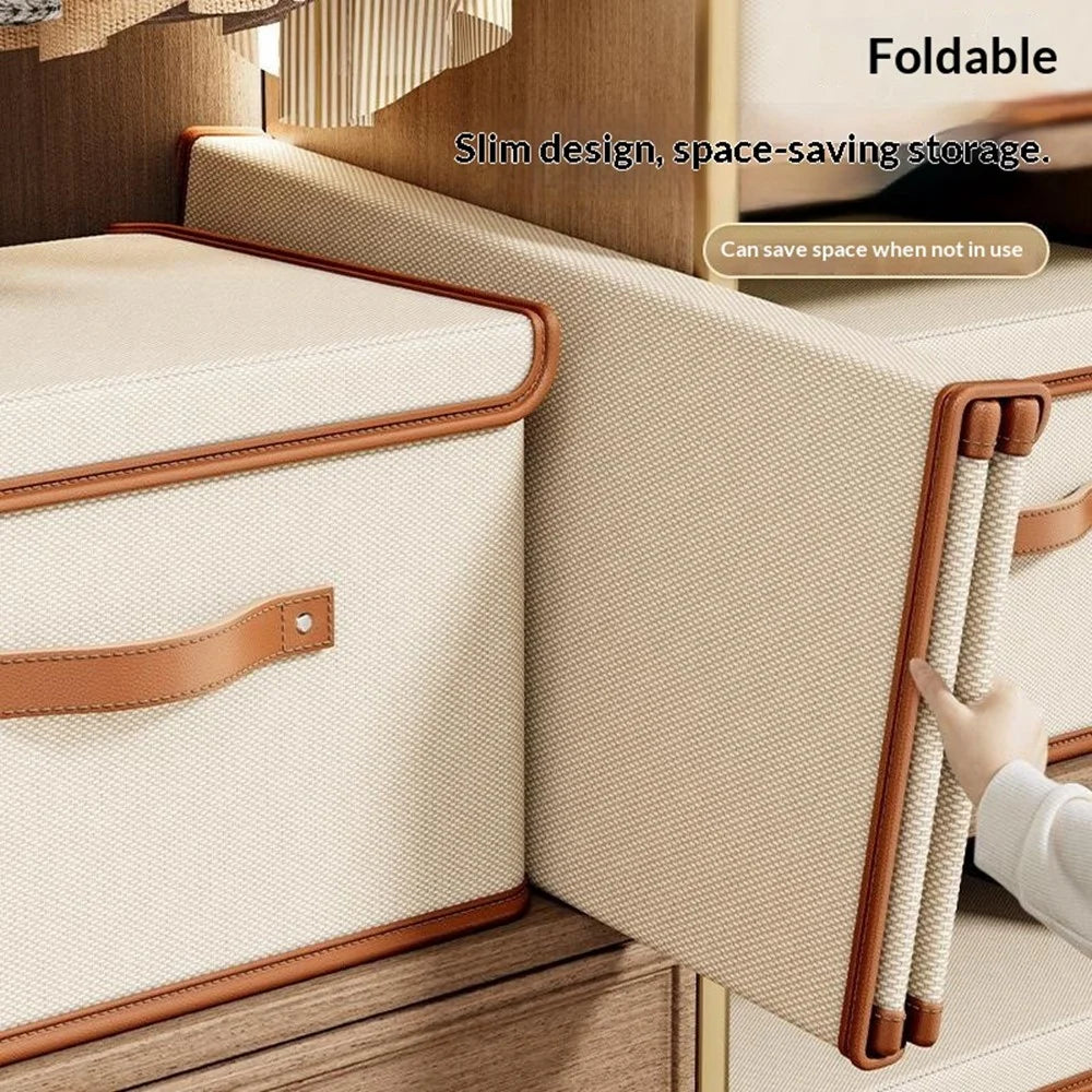 37×27×26cm Medium Oxford Fabric Storage Box Large Capacity Foldable Organizer with Lid and Handle for Clothes Toys Books - Grey - 5
