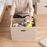 37×27×26cm Medium Cotton Linen Clothes Storage Box Foldable Organizer with Handles Dust-Proof Storage Bin for Home Wardrobe - Grey - 5