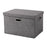 58×40×35cm Oversized Cotton Linen Clothes Storage Box Foldable Organizer with Handles Dust-Proof Storage Bin for Home Wardrobe - Grey - 1