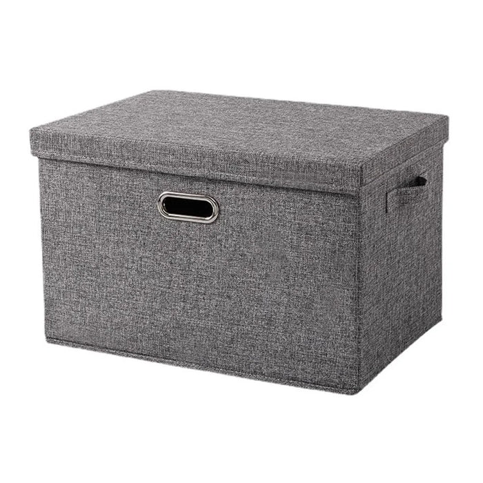 58×40×35cm Oversized Cotton Linen Clothes Storage Box Foldable Organizer with Handles Dust-Proof Storage Bin for Home Wardrobe - Grey - 1