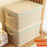 45×35×25cm Large Striped Storage Box Foldable Lidded Organizer with Reinforced Handles for Wardrobe Closet - Beige Stripe - 4