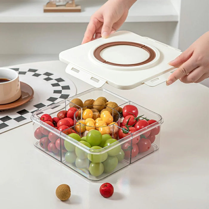 5 Compartment Storage Box with Handle Transparent Kitchen Container Fresh-Keeping Storage Container for Spices Dried Fruits (No FDA) - Coffee - 6