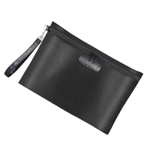 Fireproof Document Bag with Lock Waterproof Card Holder Pouch for Important Files  /  Papers Safe Storage Bag - 1