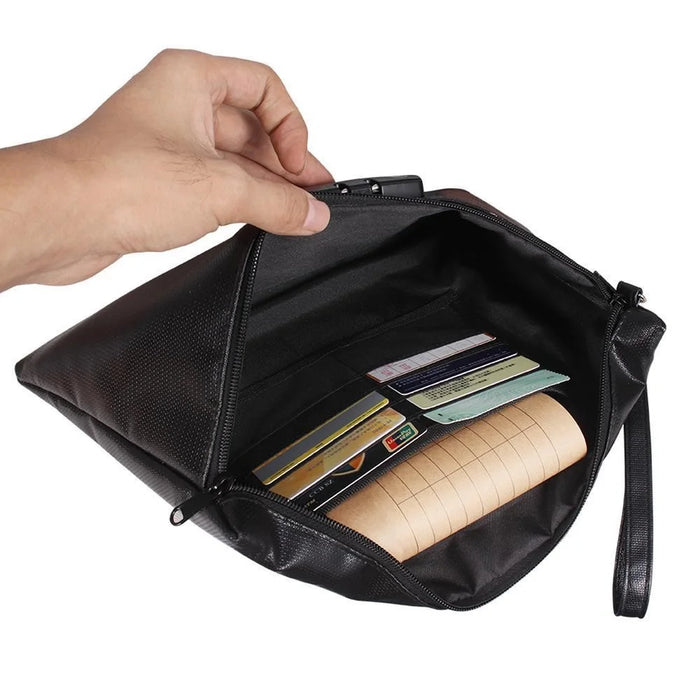 Fireproof Document Bag with Lock Waterproof Card Holder Pouch for Important Files  /  Papers Safe Storage Bag - 2