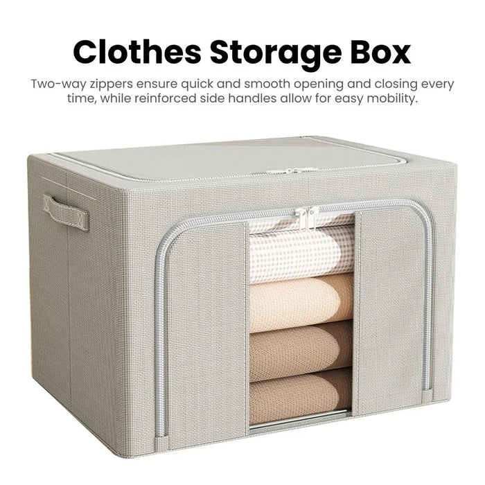 24L 40 x 30 x 20CM Oxford Fabric Storage Box with Window Foldable Organizer for Clothes Toys Books - Grey - 2