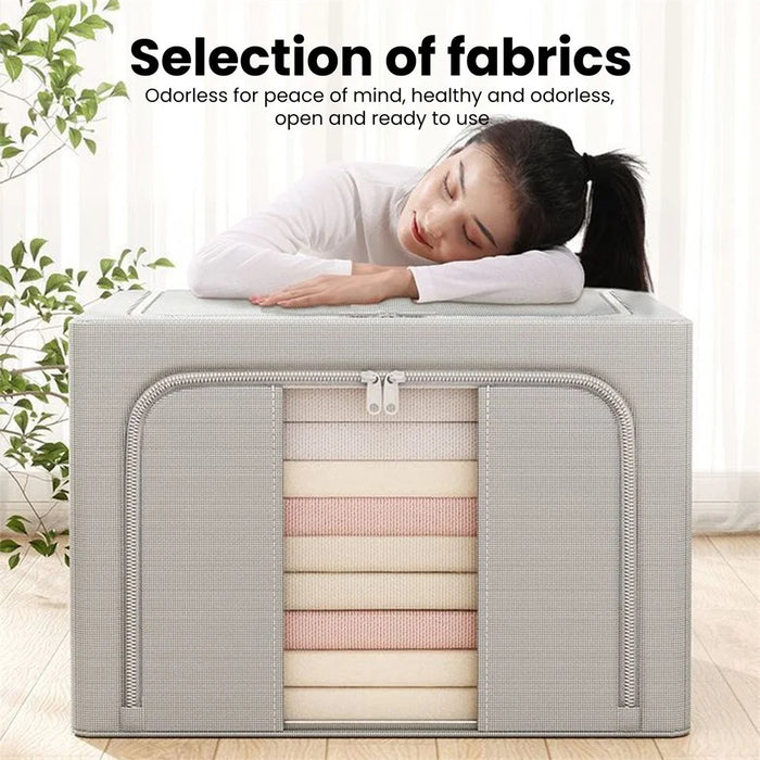 24L 40 x 30 x 20CM Oxford Fabric Storage Box with Window Foldable Organizer for Clothes Toys Books - Grey - 3