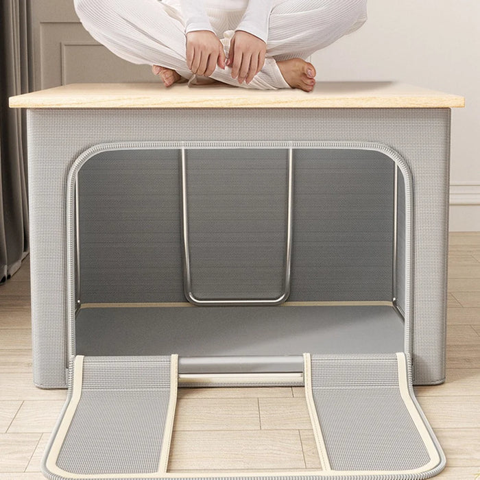 24L 40 x 30 x 20CM Oxford Fabric Storage Box with Window Foldable Organizer for Clothes Toys Books - Grey - 5