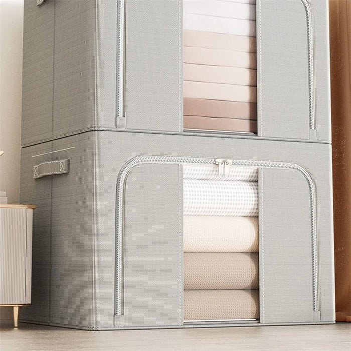 24L 40 x 30 x 20CM Oxford Fabric Storage Box with Window Foldable Organizer for Clothes Toys Books - Grey - 6