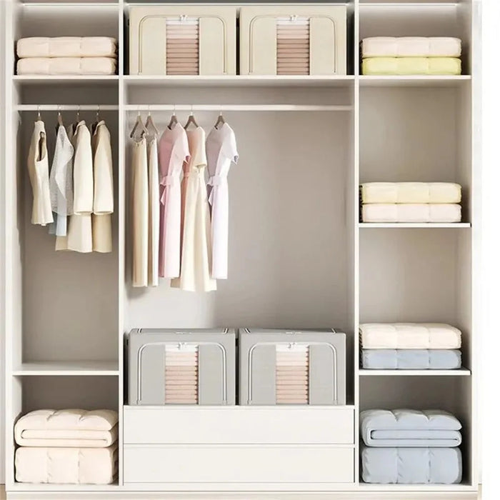 24L 40 x 30 x 20CM Oxford Fabric Storage Box with Window Foldable Organizer for Clothes Toys Books - Grey - 7