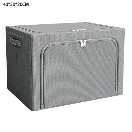 24L 40 x 30 x 20CM Foldable Storage Box Large Capacity Oxford Fabric Two-Way Zipper Organizer - Dark Grey - 1