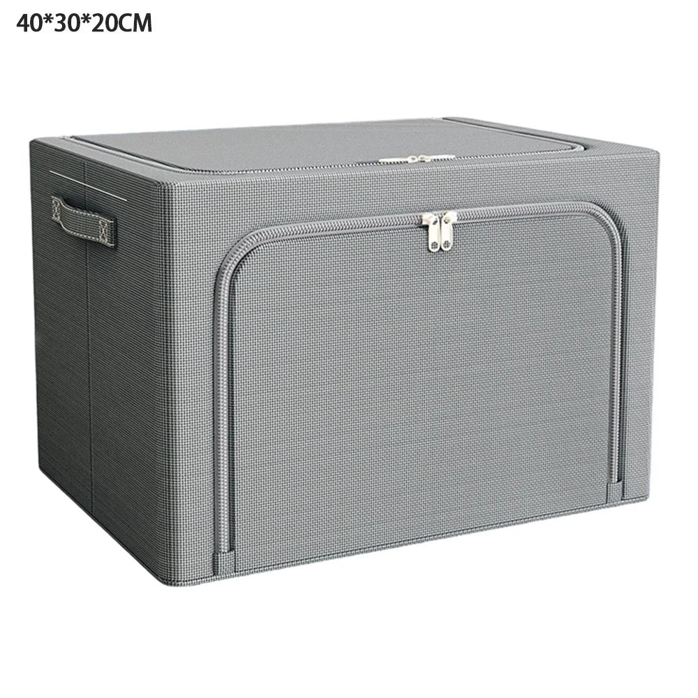 24L 40 x 30 x 20CM Foldable Storage Box Large Capacity Oxford Fabric Two-Way Zipper Organizer - Dark Grey - 1