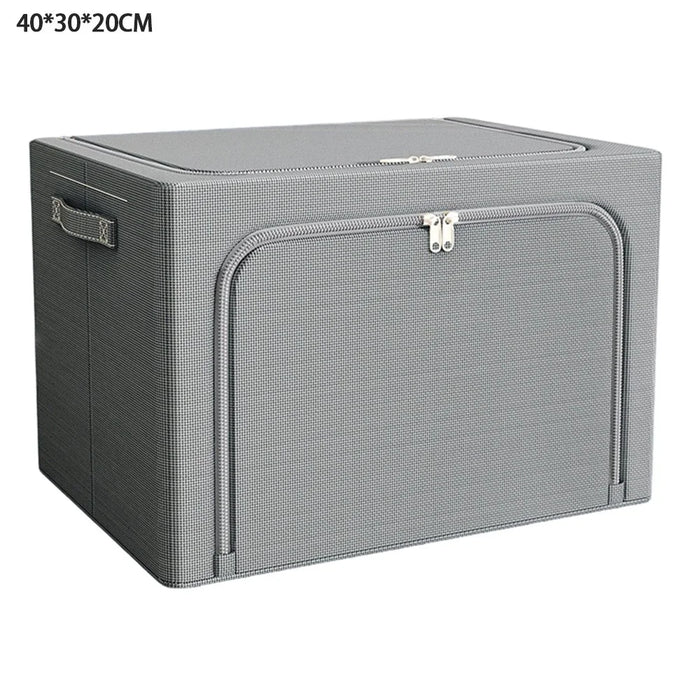 24L 40 x 30 x 20CM Foldable Storage Box Large Capacity Oxford Fabric Two-Way Zipper Organizer - Dark Grey - 1