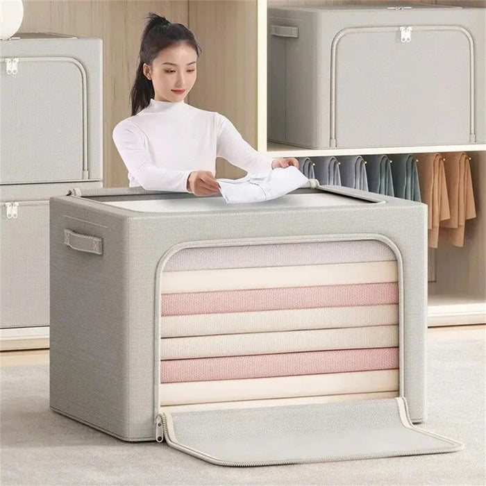 24L 40 x 30 x 20CM Foldable Storage Box Large Capacity Oxford Fabric Two-Way Zipper Organizer - Dark Grey - 2