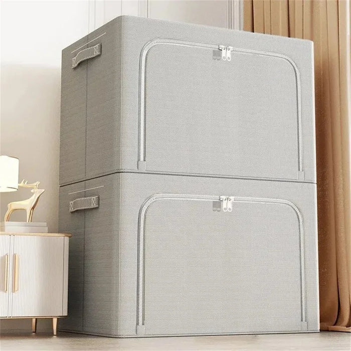 24L 40 x 30 x 20CM Foldable Storage Box Large Capacity Oxford Fabric Two-Way Zipper Organizer - Dark Grey - 4