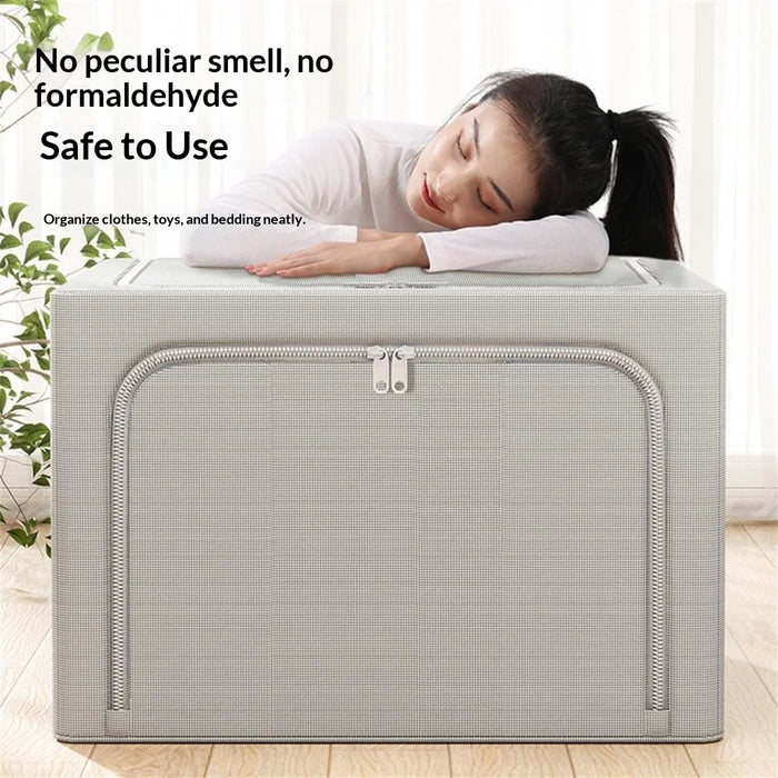 24L 40 x 30 x 20CM Foldable Storage Box Large Capacity Oxford Fabric Two-Way Zipper Organizer - Dark Grey - 6