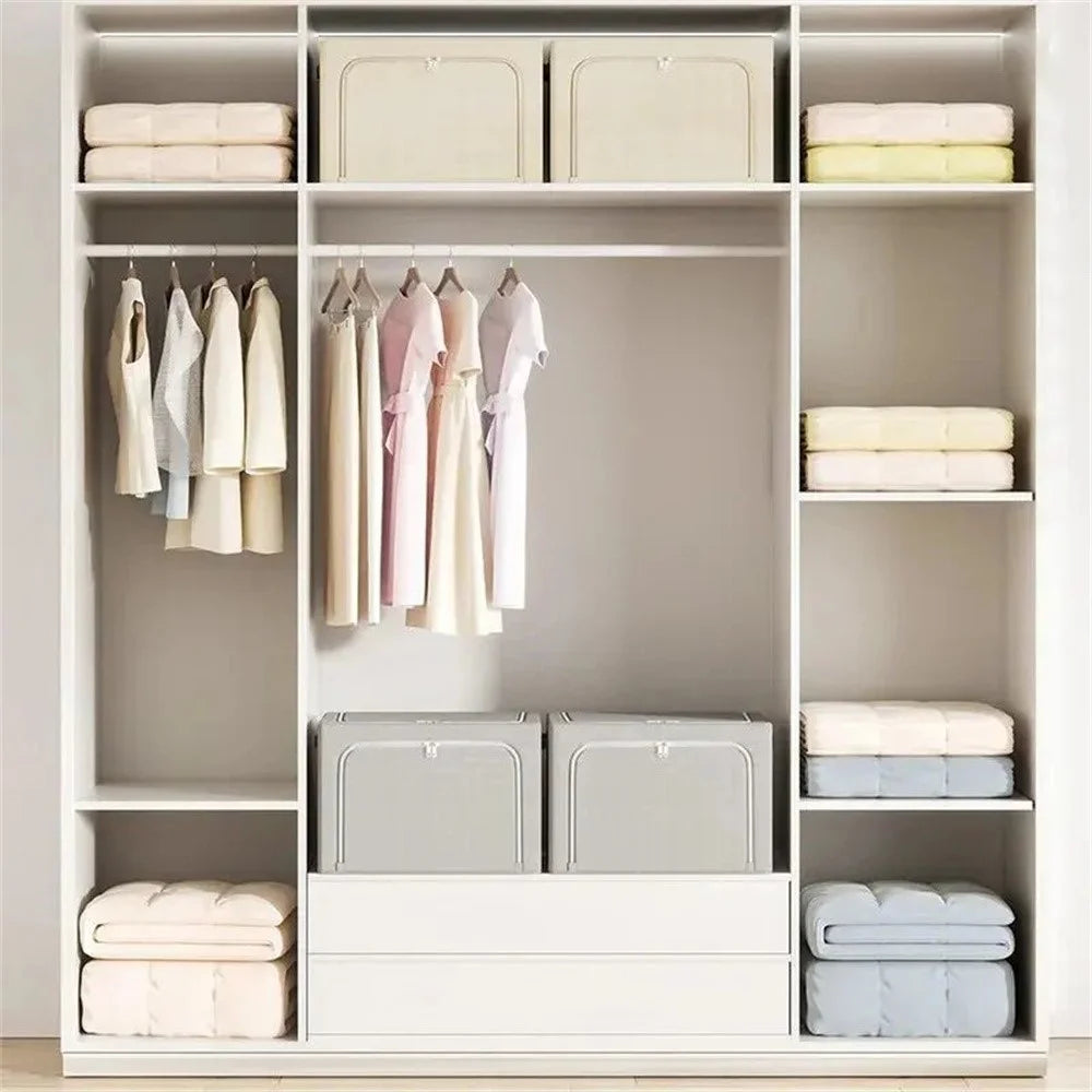 66L 50 x 40 x 33CM Foldable Storage Box Large Capacity Oxford Fabric Two-Way Zipper Organizer - Beige - 7