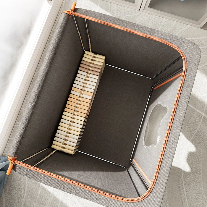 100L 60 x 42 x 40CM Foldable Storage Box with Cat Ear Window Cationic Fabric Steel Frame Organizer - Blue - 3