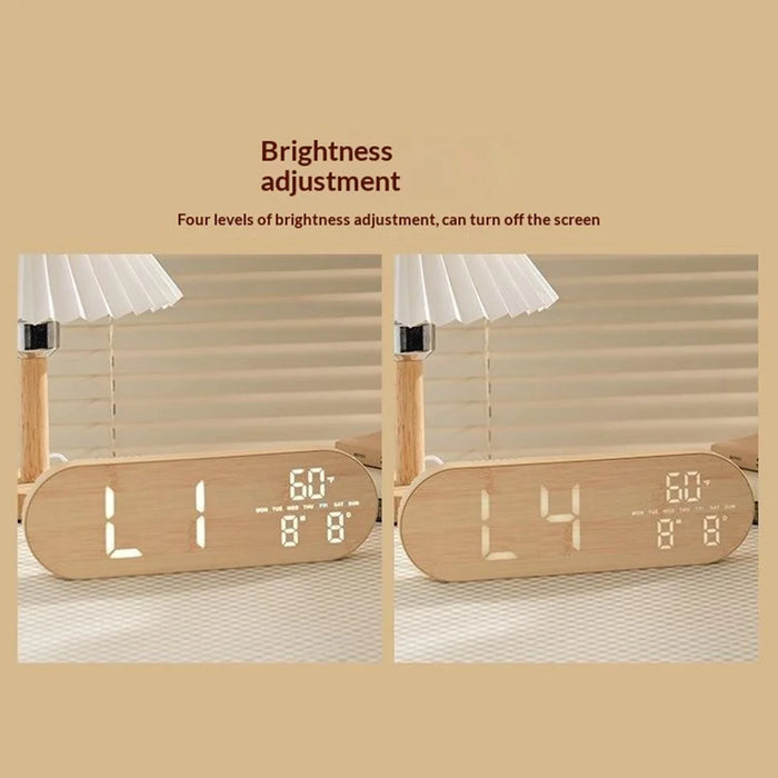 GH8053 Oval Shape Multi-function Wall Clock 4 Brightness Levels Adjustable LED Electronic Clock with Date and Temperature Display - Yellow - 6
