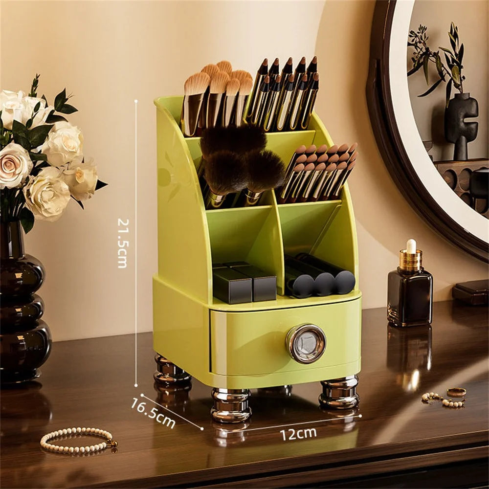 Multifunctional Makeup Storage Box Large Capacity Skincare Desktop Sundries Cosmetics Organizer with Drawer - Green - 1