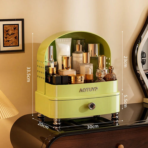 AOTUYP Makeup Organizer Box Large Capacity Cosmetic Storage Desktop Organizer with Drawer for Skincare Lipstick - Green - 1