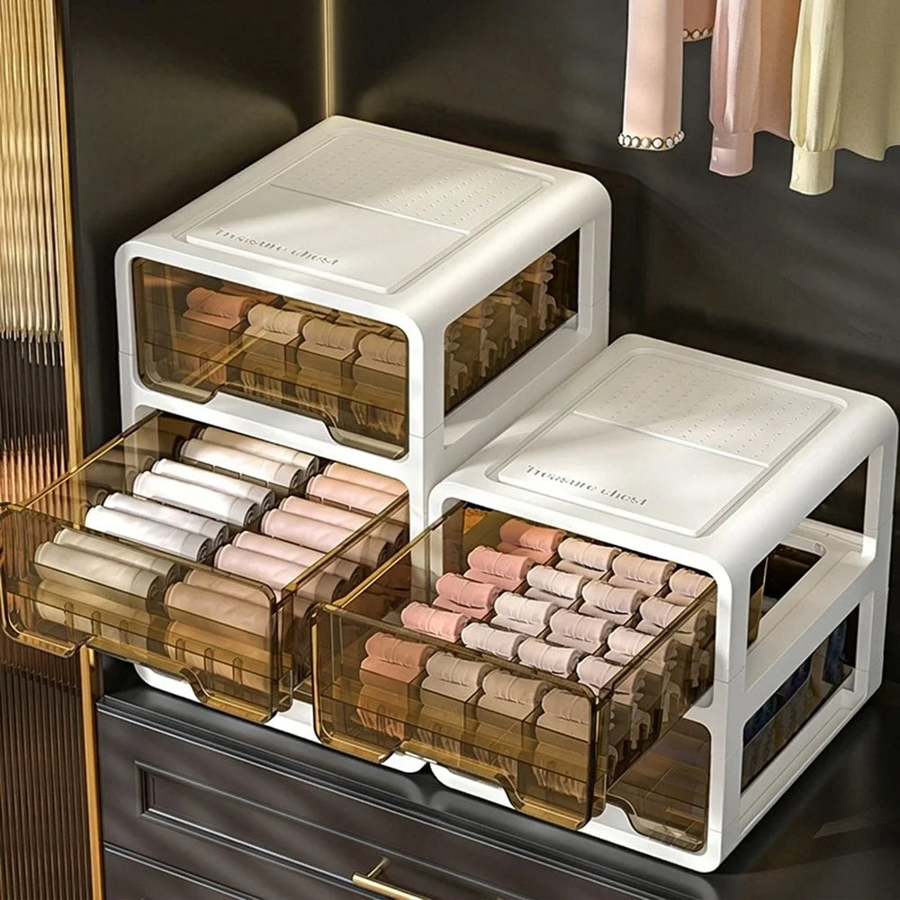 Drawer Storage Box Compartmentalized Organizer for Underwear Socks Dustproof - No Cell - 2