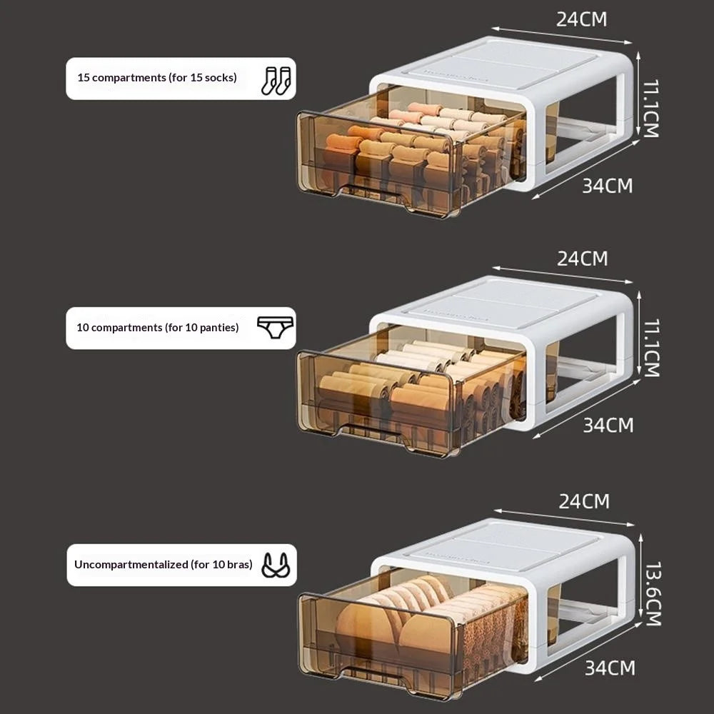 Drawer Storage Box Compartmentalized Organizer for Underwear Socks Dustproof - No Cell - 6