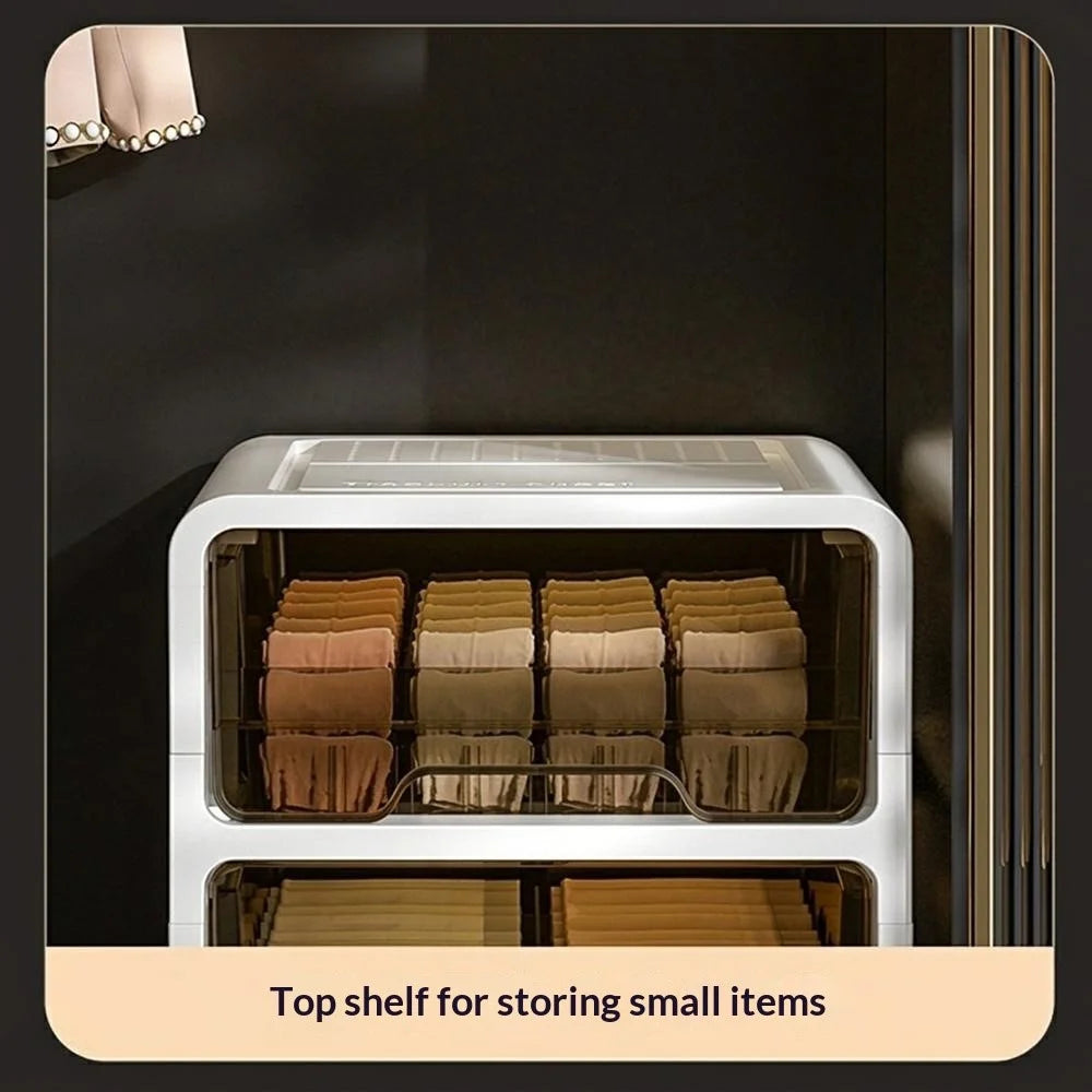 4-Layer Drawer Organizer Box Underwear Socks Storage Case Semi-Transparent Compartmented for Bedroom - 7