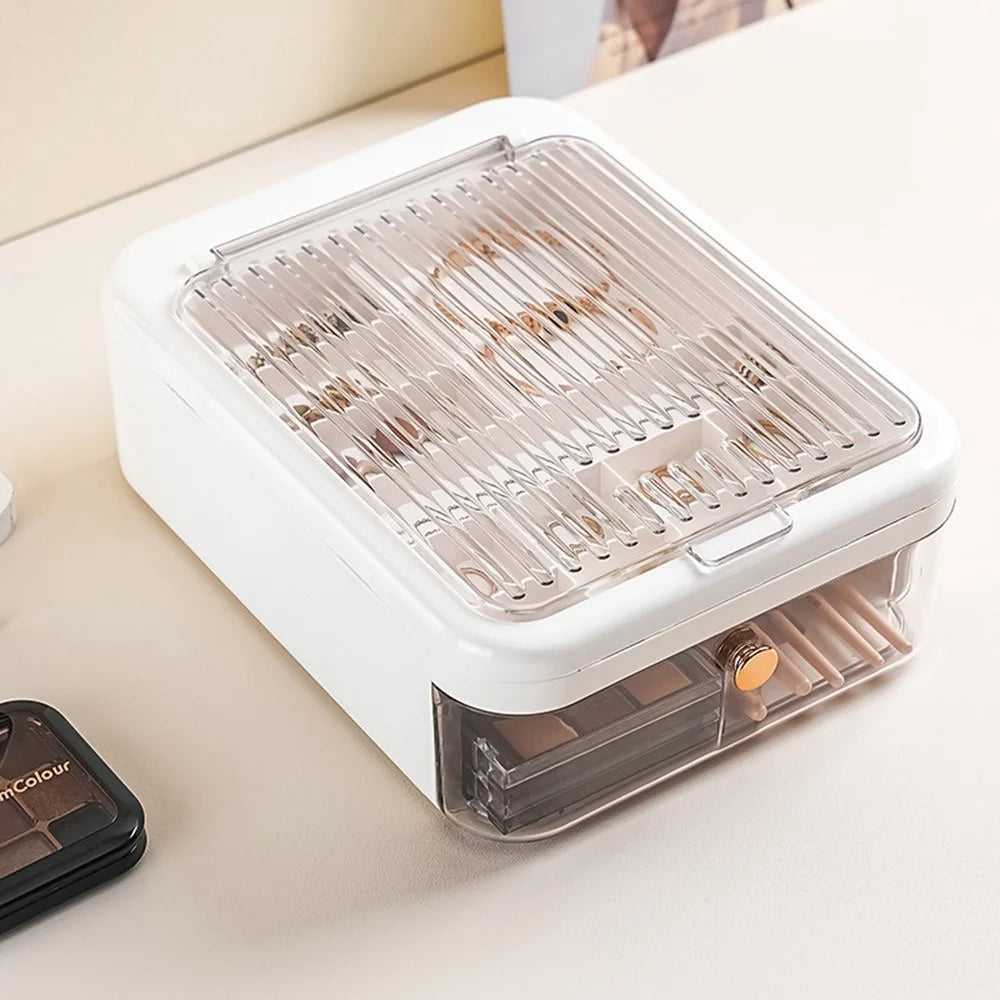 Double Layer Luxury Transparent Jewelry Box Flip Cover Compartment Ring Earring Makeup Storage Box - White - 1