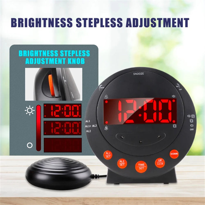 TS-BC610 LED Vibrating Flashing Light Loud Alarm Clock Phone Call Reminder for Hearing Impaired - Black - 4
