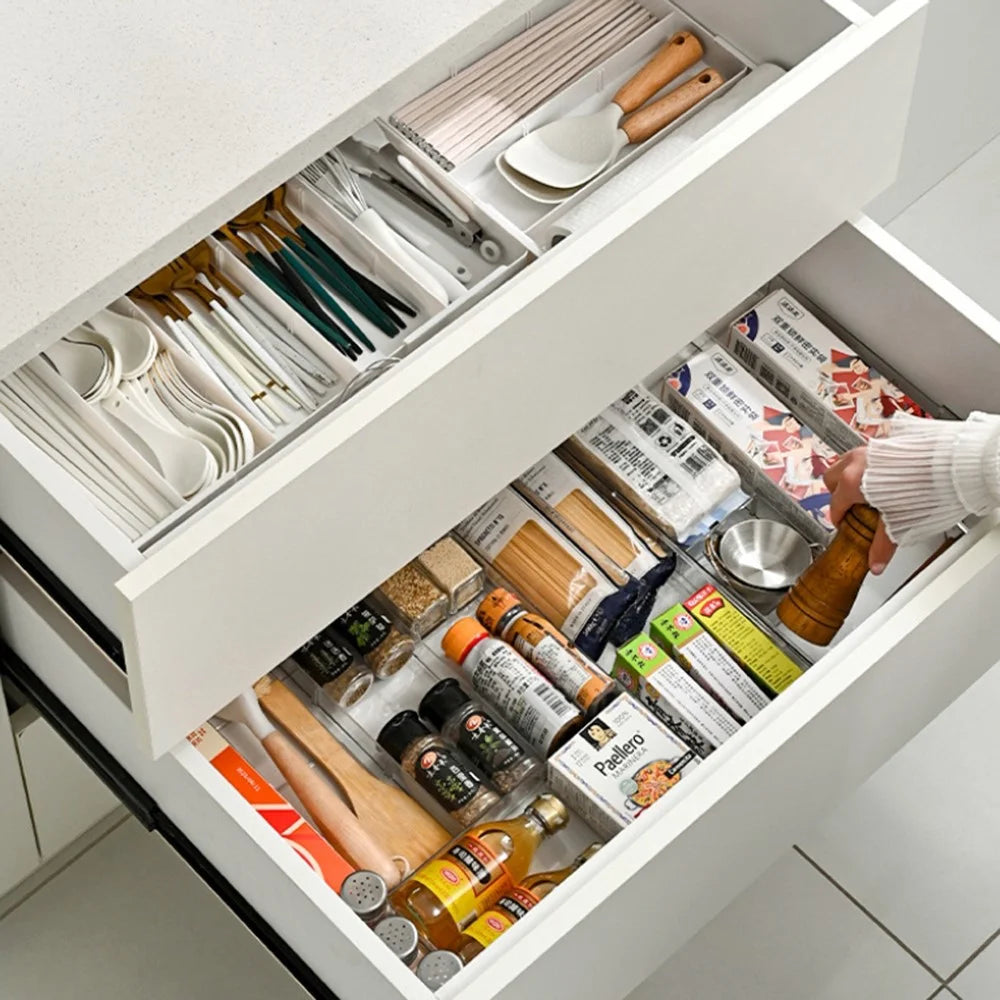 3 Grids Desktop Drawer Style Organizer Clear Plastic Storage Box for Makeup Cosmetics Kitchen - Transparent - 4