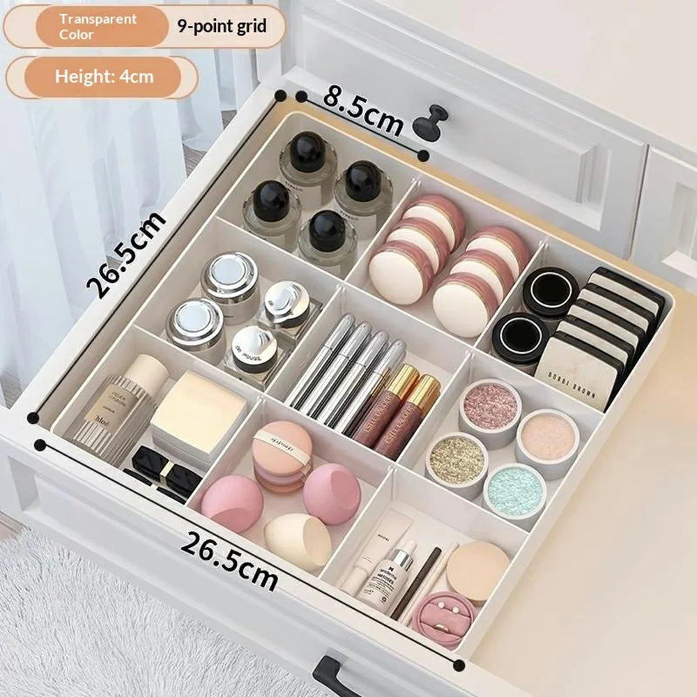 3 Grids Desktop Drawer Style Organizer Clear Plastic Storage Box for Makeup Cosmetics Kitchen - White - 5