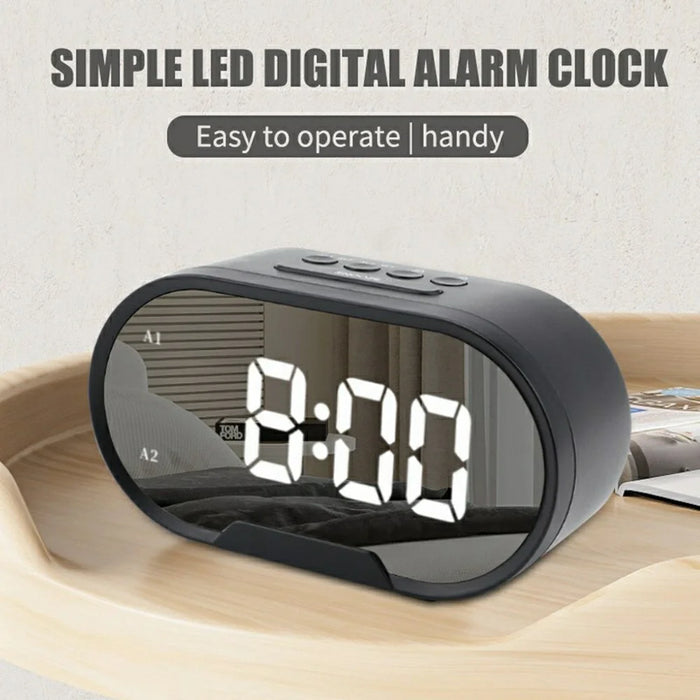 TS-R900 5.5 Inch LED Mirror Clock Dual USB Charging Stepless Brightness Digital Alarm Clock for Bedroom - Black - 3