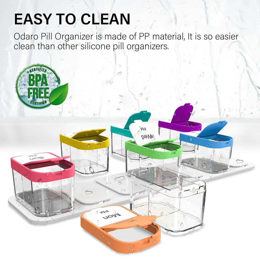 A-273 Portable Pill Organizer 7 Day 14 Compartments Large Capacity Medicine Box (BPA Free, FDA/FMC Certified) - Multicolor - 5