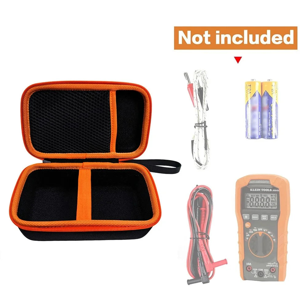 Portable EVA Tool Case for Klein MM325  /  MM420  /  MM400  /  MM300  /  ET140  /  80023P  /  Fluke 117  /  115 Multimeter Storage Bag - Black  /  Orange - 4