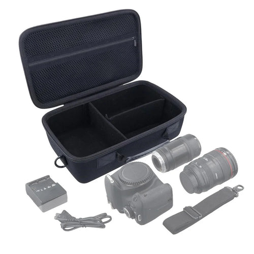 Camera Case for Canon T7  /  R50  /  R6 Mark II  /  R100  /  R50 V  /  T6  /  R8  /  R10  /  R5 Mark II  /  RP  /  R7  /  5D Mark IV  /  SL3  /  R5  /  T100 EVA Hard Shell Carrying Bag - Black - 1
