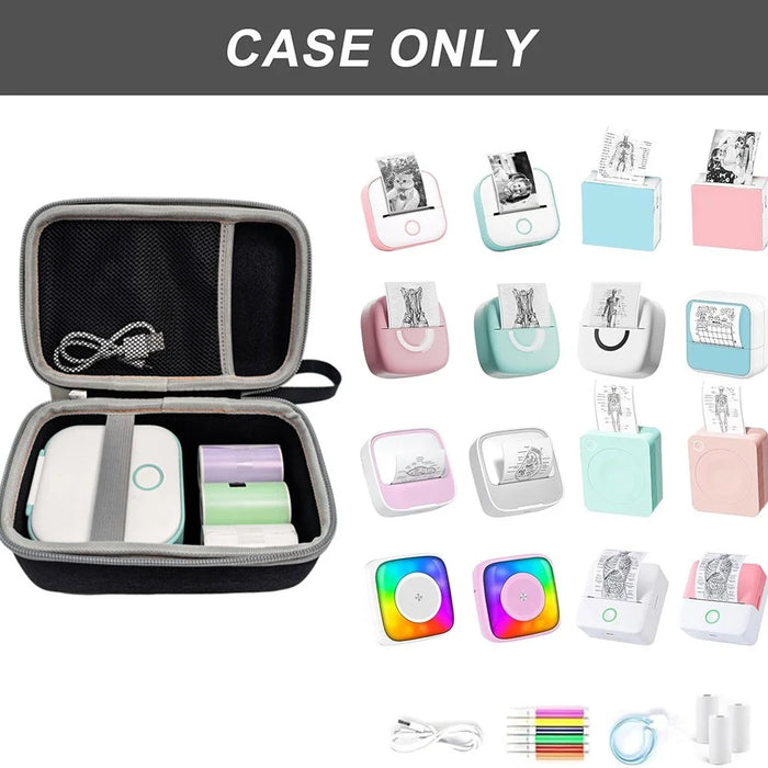 For Memoking T02  /  Phomemo M02  /  M02S  /  M02 Pro  /  Q30S  /  Nelko PM230  /  Anycash  /  Ponek Mini Pocket Printer Hard Case EVA Storage Bag - Black  /  Grey - 6