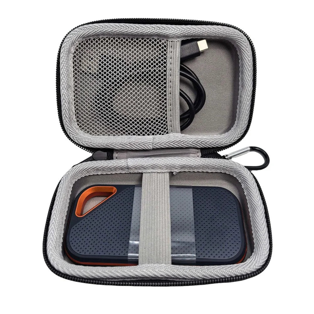 Portable Hard Drive Case for SanDisk Extreme  /  Extreme Pro Portable SSD 500GB 1TB 2TB Travel Storage Bag - Black EVA Shockproof Protective Cover with Mesh Pocket - 2