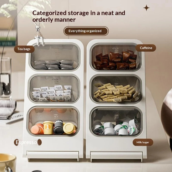 Small Size 3-Tier Folding Storage Organizer Rack Large Opening Tea Bag Coffee Capsule Desktop Holder - 4