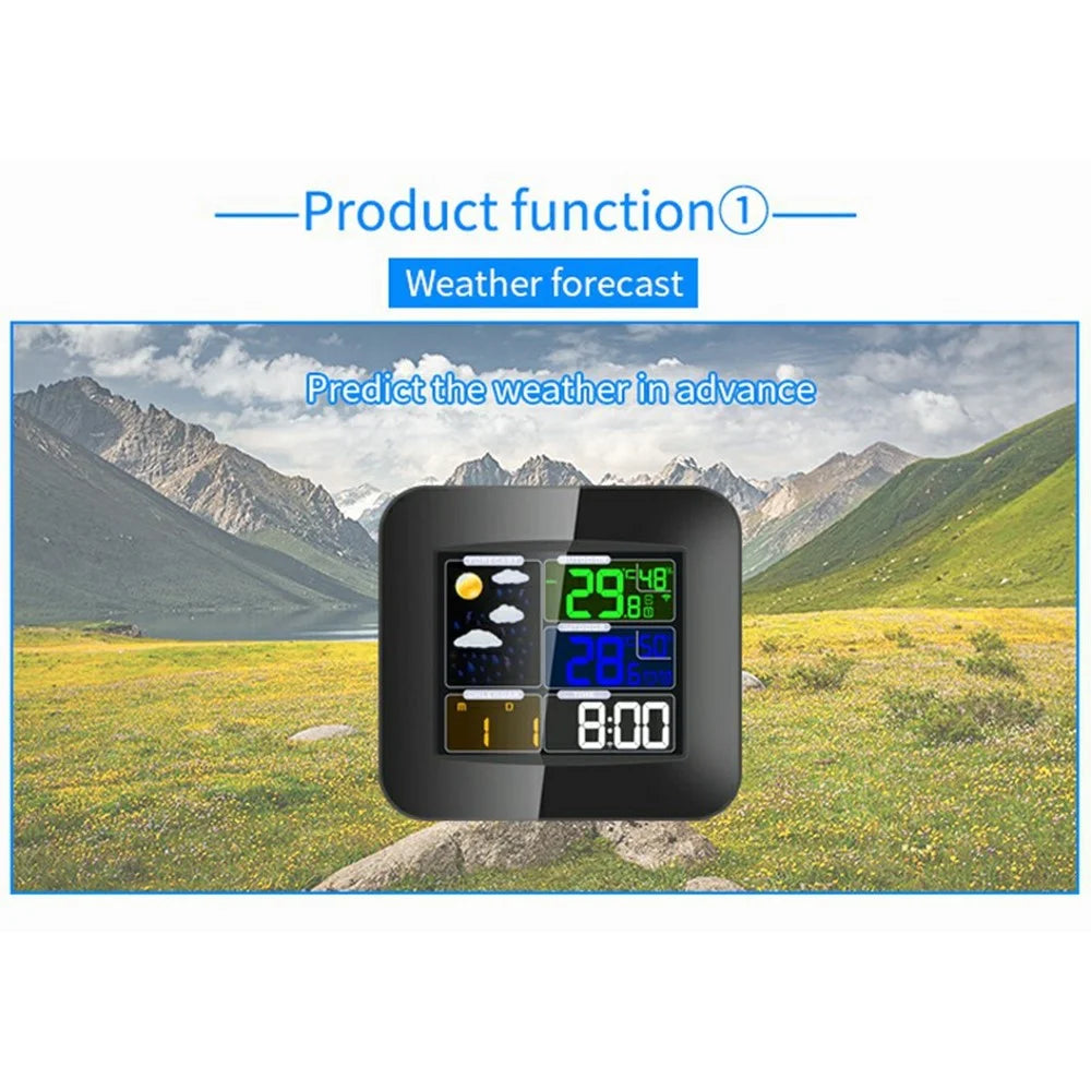 TS-75-US Wireless Weather Station Color LCD Indoor Outdoor Thermometer Hygrometer Desktop Clock Weather Monitoring Digital Clock - Black - 3
