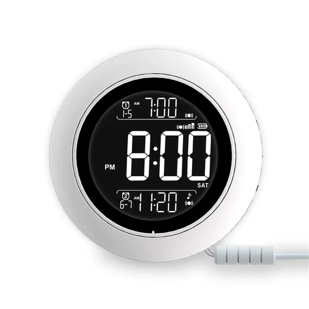 TS-BC800 Portable Vibrating Alarm Clock Music Playback Function Dual Alarm 3-Level Vibration Digital Desk Clock - White - 1