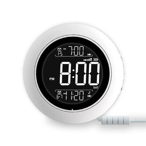 TS-BC800 Portable Vibrating Alarm Clock Music Playback Function Dual Alarm 3-Level Vibration Digital Desk Clock - White - 1