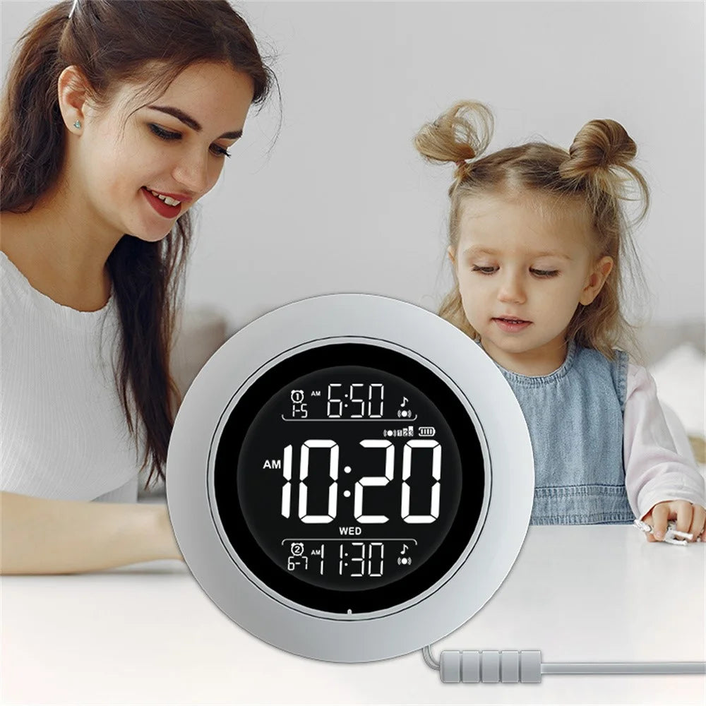 TS-BC800 Portable Vibrating Alarm Clock Music Playback Function Dual Alarm 3-Level Vibration Digital Desk Clock - White - 2