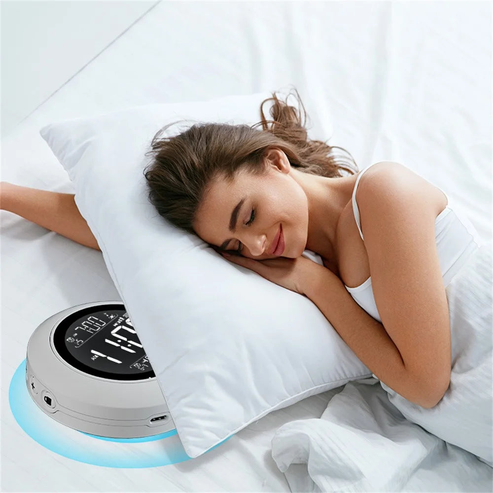 TS-BC800 Portable Vibrating Alarm Clock Music Playback Function Dual Alarm 3-Level Vibration Digital Desk Clock - White - 3