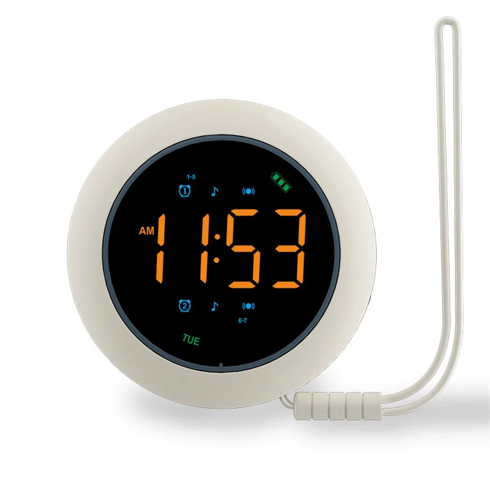 TS-BC800-LED Portable Vibrating LED Alarm Clock Dual Alarm 3-Level Vibration Music Function Desk Clock for Sleep - White - 1